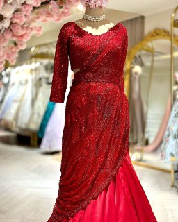 Red Colour Party Wear Saree Style Fancy Lehenga Collection