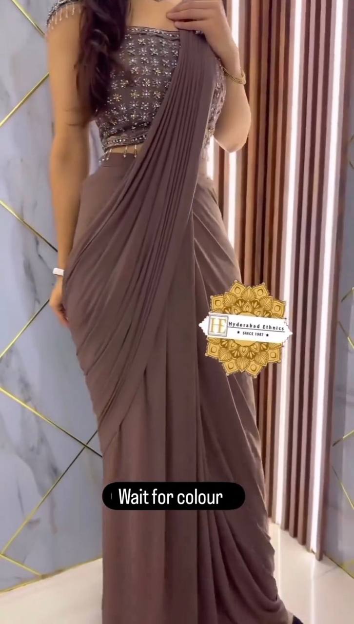 Elegant Ready To Wear Georgette Saree With Readymade Designer Blouse