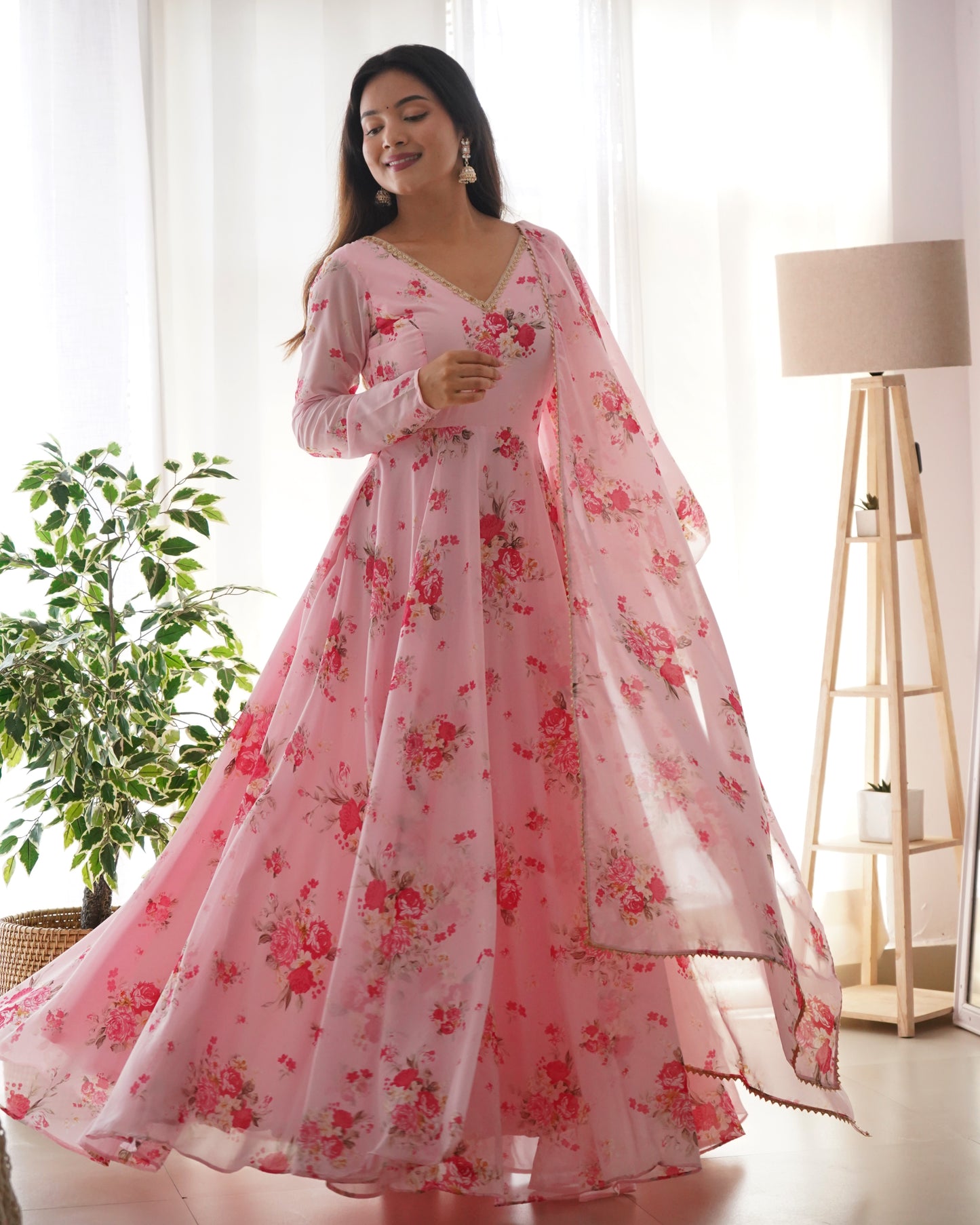 Digital Printed Soft Georgette Full Stiched Gown With Duppata