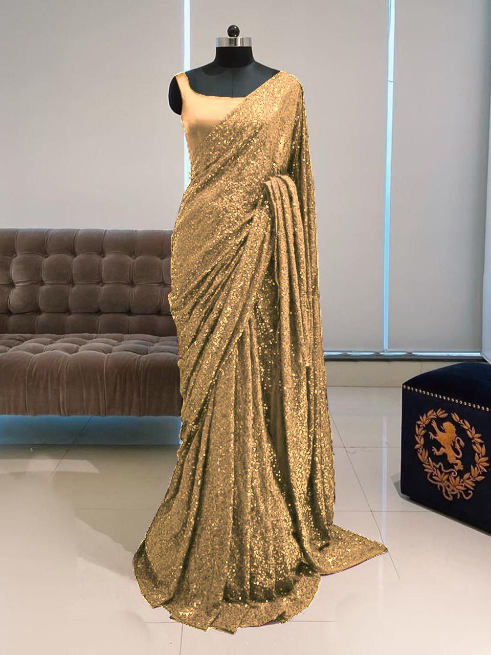 Golden Bridal Banarasi Silk Saree With Embossed Real Swarovski Crystals  Premium Sarees by TST - Etsy India